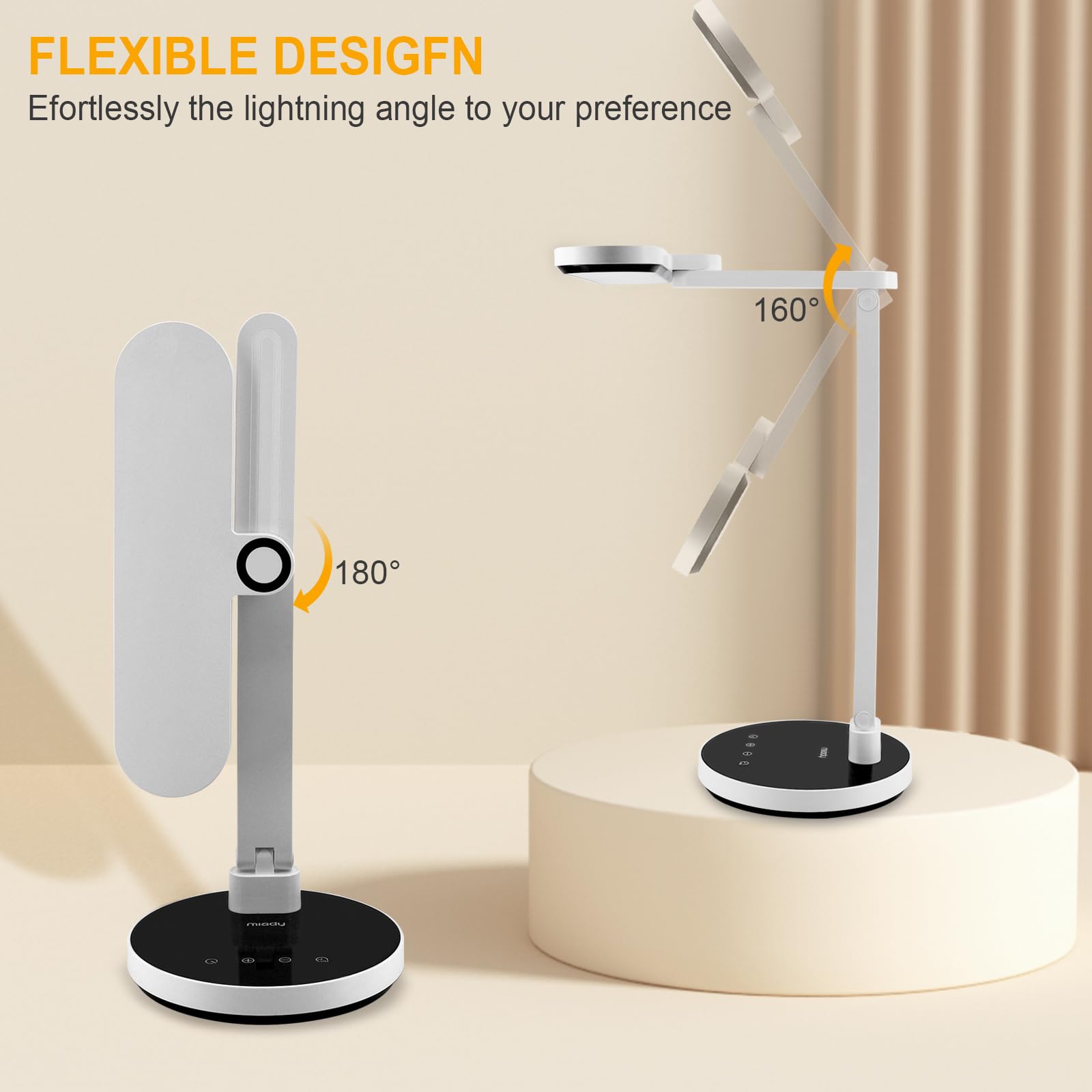 Miady LED Desk Lamp Stepless Dimming for Office Home, 6 Lighting